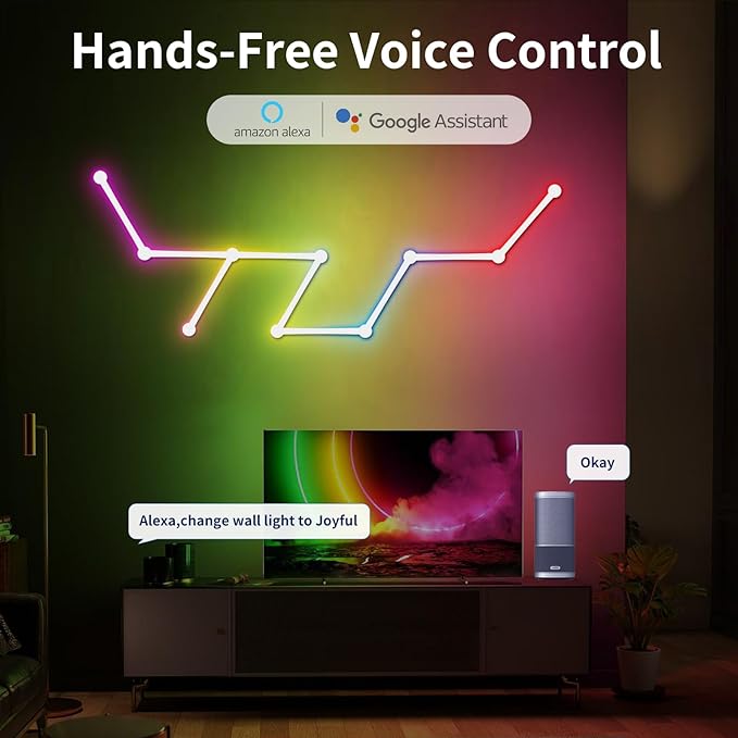 Phylosal Smart WiFi LED Wall Lights, 16M+ Color Dimmable Gaming Light Works - Image 4