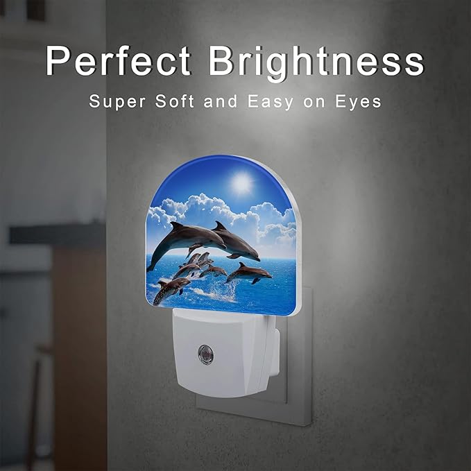 sndheke Jumping Dolphins Night Light Plug into Wall, 0.5w Energy Saving Sleep - Image 2