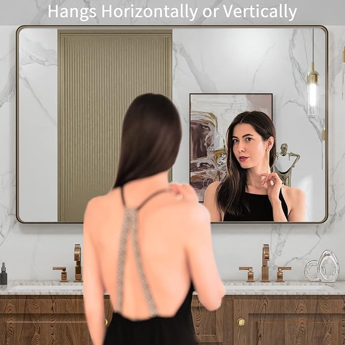 LOAAO 48”X30” Bronze Bathroom Mirrors - Image 2