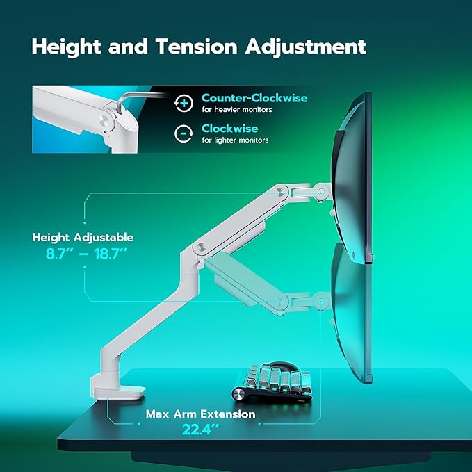 ARES WING Ultrawide Monitor Arm White - Image 7