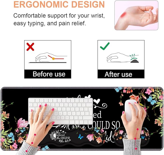 Ergonomic Keyboard Wrist Rest & Mouse Pad Wrist Rest Set, Large Gaming Desk Mat - Image 5