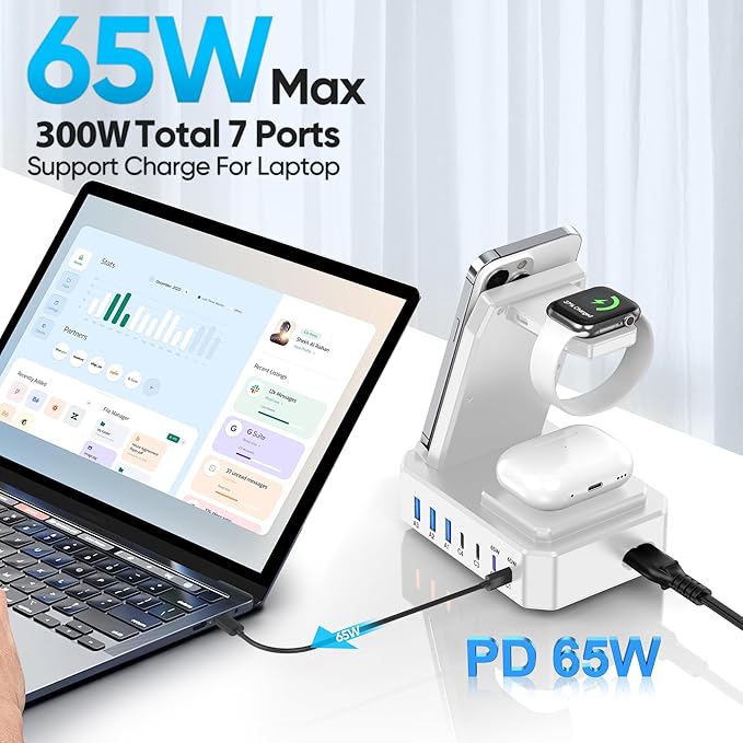 300W Charging Station for Multiple Devices Apple, Zutspzss 10 in 1 Wireless - Image 3