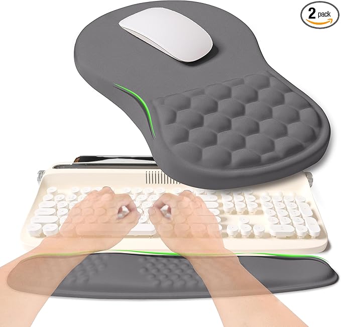 KUOSGM 2-in-1 Ergonomic Set, Wave Rise Keyboard Wrist Rest and Massage Bulge by KUOSGM