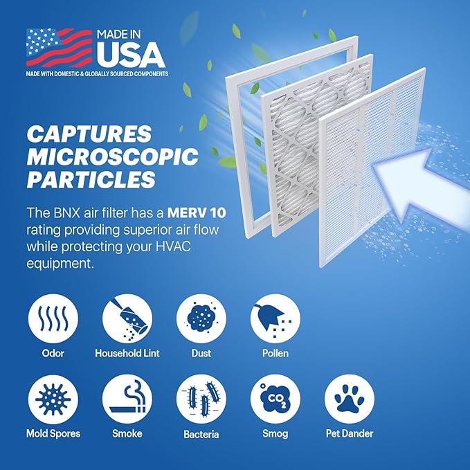 BNX TruFilter 20x20x1 MERV 10 AC Furnace Air Filter - Image 3