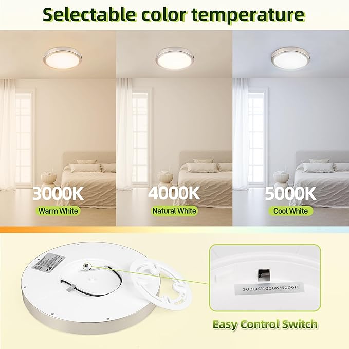 hykolity 9 Inch Selectable CCT LED Round Flat Panel Light, 18W 1800LM - Image 2