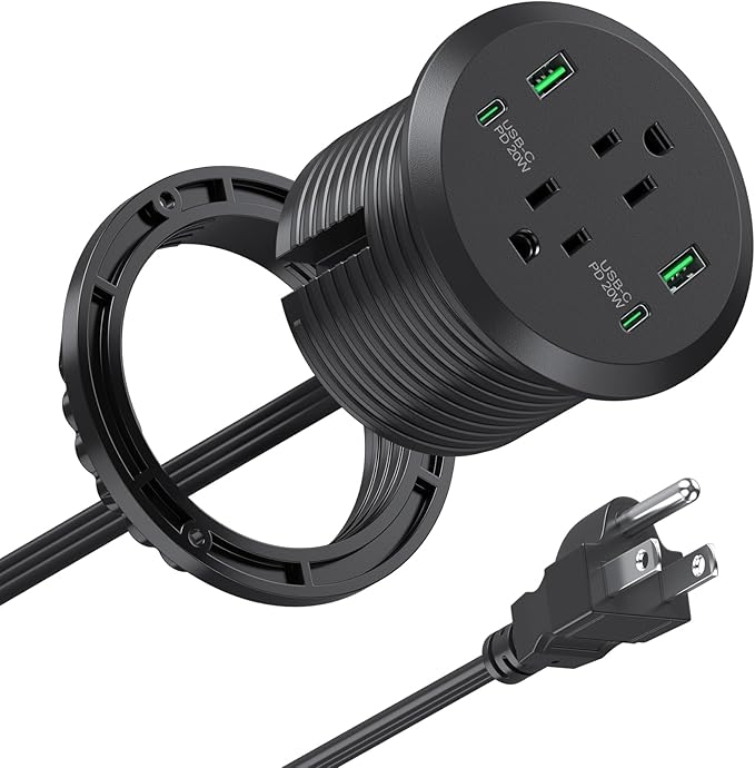Desktop Power Grommet 3-inch Hole, 40W Total Fast Charging Station, 2 PD 20W by Jgstkcity