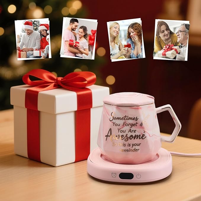 Coffee Mug Warmer & You are Awesome Mug Set, Smart Heated Electric Cup Warmer - Image 7