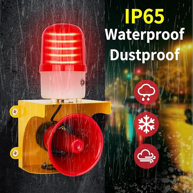 kbaoele AC110V Industrial Siren Alarm Strobe Light-120dB Loud Horn&Waterproof - Image 7