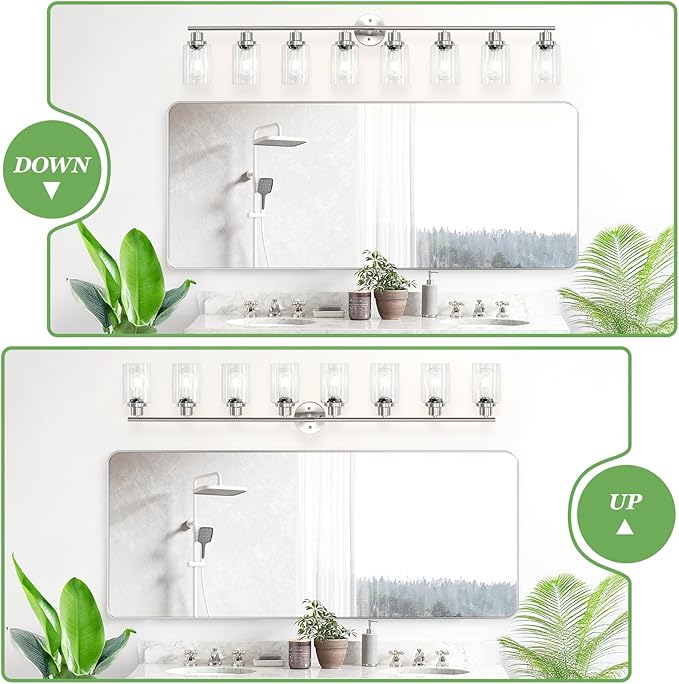 Guliaofo 8-Light Brushed Nickel Vanity Lights, Modern Bathroom Light Fixtures - Image 4