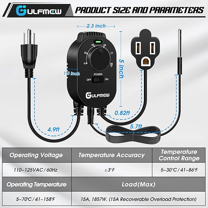 Plug in Thermostat for Heater, Thermostat Plug Outlet - Image 5