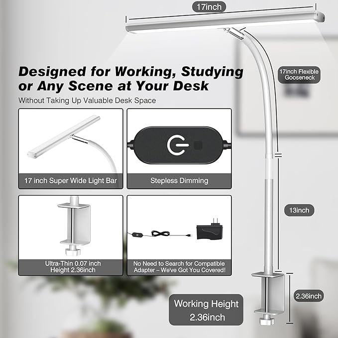 Airlonv LED Desk Lamp for Office Home, Eye-Caring Desk Light - Image 3