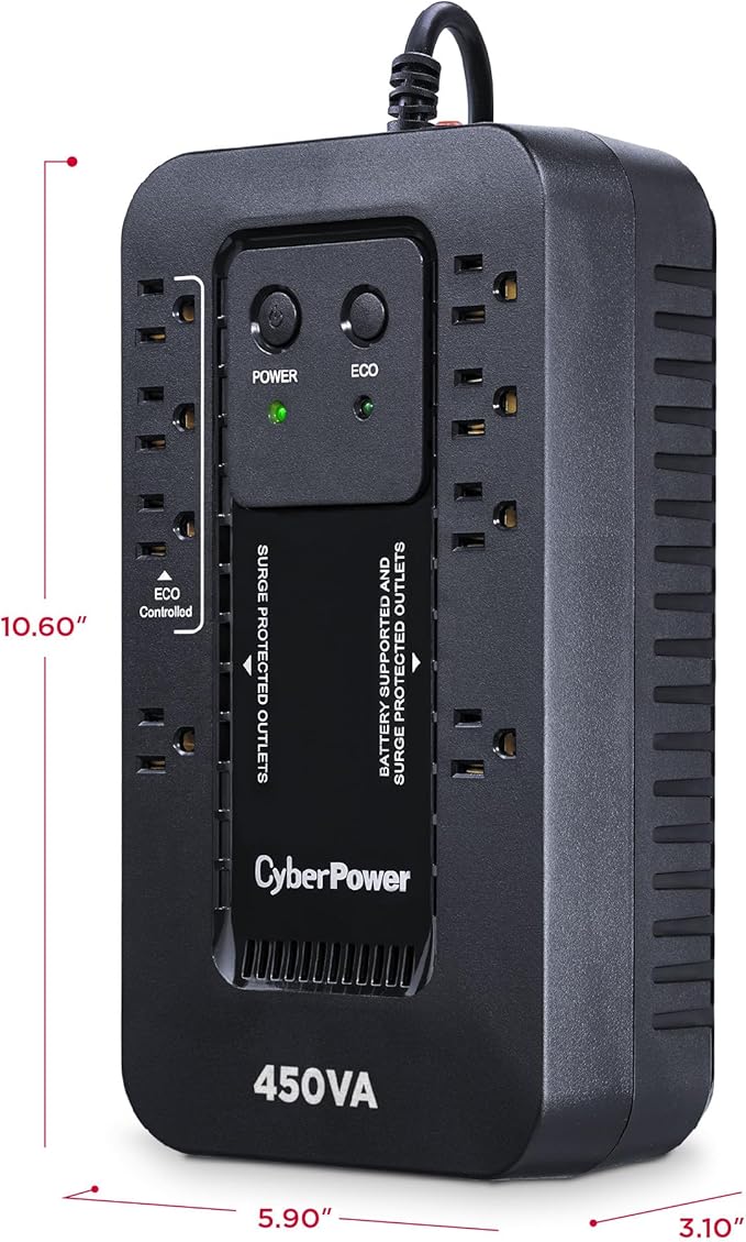 CyberPower EC450G Ecologic Battery Backup & Surge Protector UPS System - Image 3