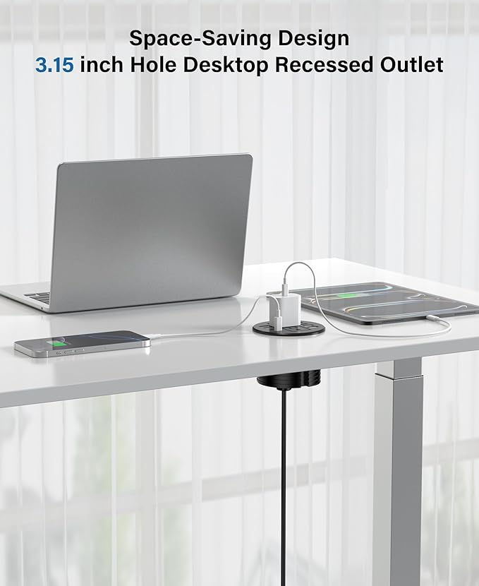 Jgstkcity Power Strip, Desktop Recessed Power Grommet, 40W Total USB C Fast - Image 3