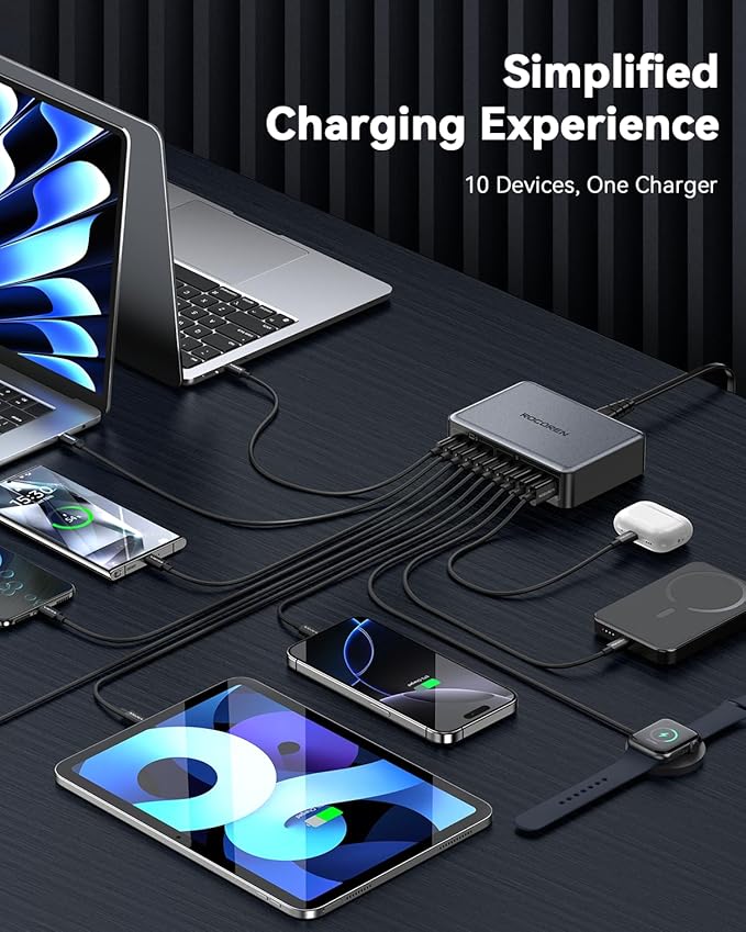 480W USB C Charger Block, Rocoren 10-Ports USB C Charging Station - Image 5