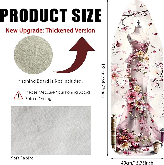 Nuxovilar Ironing Board Cover Needle Cotton 15x54 Inches | Ironing Board Cover - Image 3