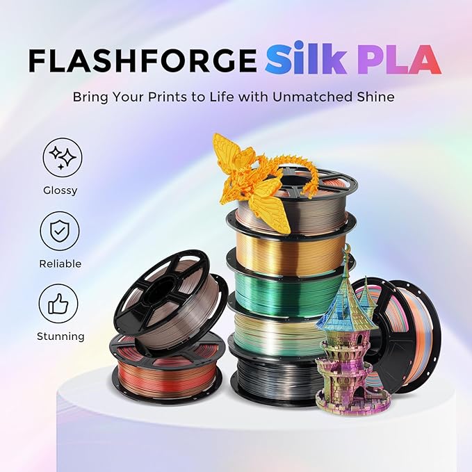 Flashforge 3D Printer Filament Silk PLA 1.75mm 1kg Spool-Dimensional Accuracy - Image 2