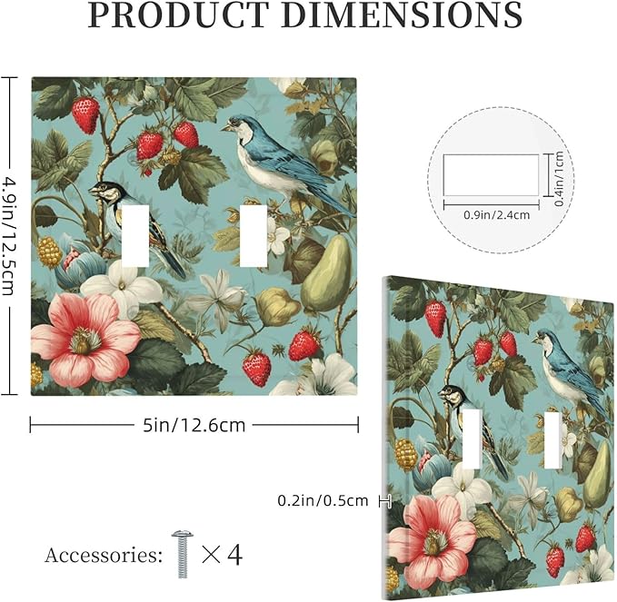 Bvtewkhz William Morris Flower 2 Gang Double Toggle Wall Plate Cover Decorative - Image 4