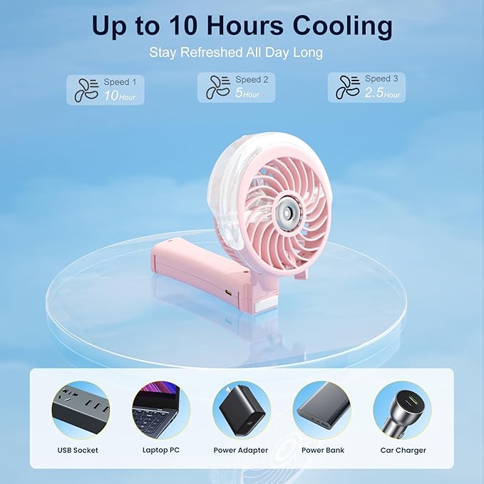 HandFan Upgraded Portable Handheld Misting Fan, Rechargeable Personal Mister Fan - Image 9