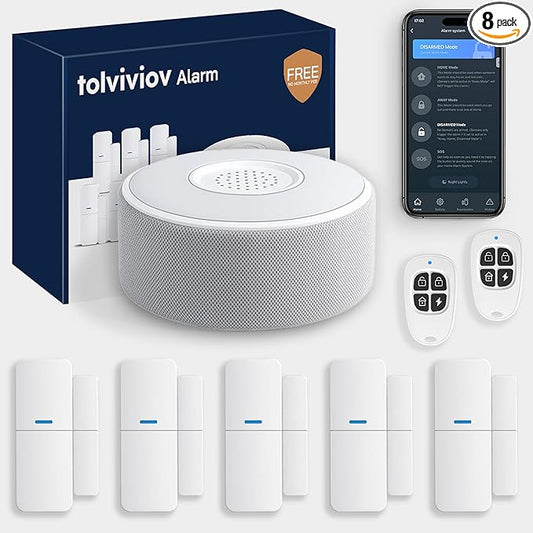 tolviviov WiFi Smart Door/Window Alarm System 8-Piece Kit – App Alerts by tolviviovDirect