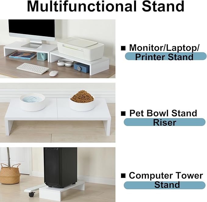 TEAMIX 2 Pack White Monitor Stand Riser - Image 5