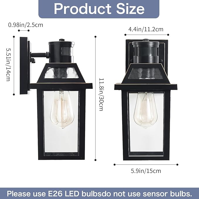 Yisuro Motion Sensor Outdoor Wall Lights, Porch Light Outdoor 3 Lighting Modes - Image 5