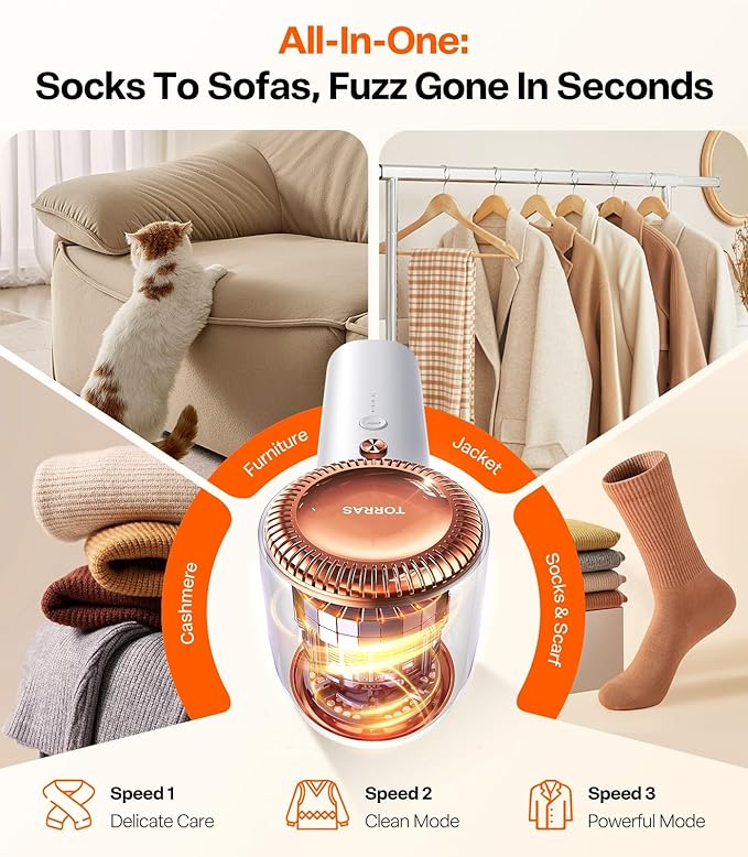 TORRAS Fabric Shaver Lint Remover, Rechargeable & Use While Charging, Electric - Image 7