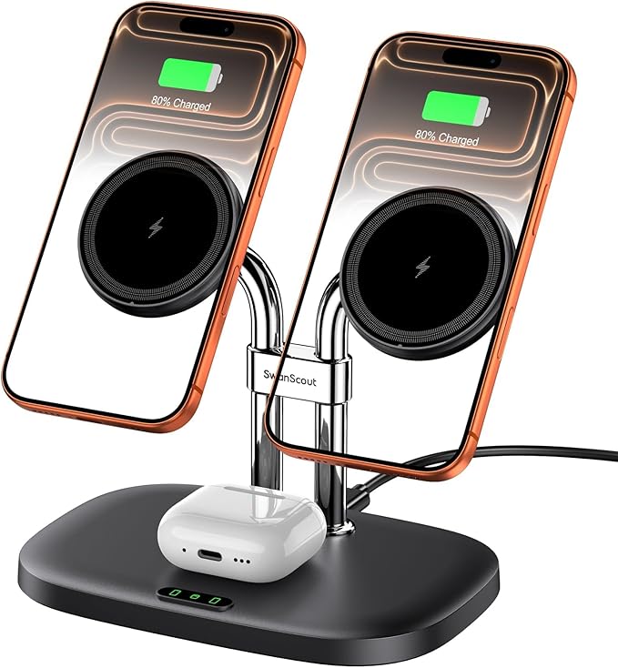 SwanScout Wireless Charger for iPhone Air/17, SwanScout 706M, Dual Magnetic by SwanScout
