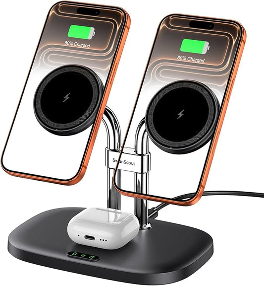SwanScout Wireless Charger for iPhone Air/17, SwanScout 706M, Dual Magnetic by SwanScout
