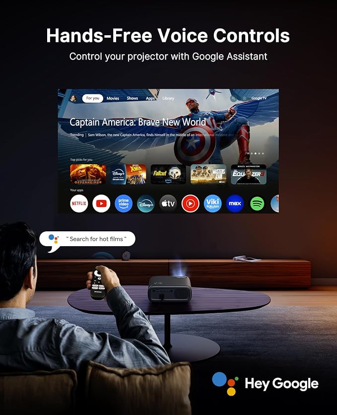 NexiGo PJ40 Pro Google TV Projector, Native 1080p, 4K Support, AI Image - Image 3