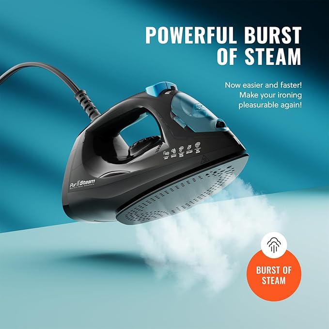 PurSteam Professional 1250W Steam Iron | Powerful Steamer - Image 5