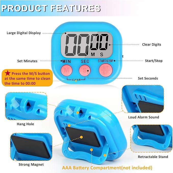 ZILLEEN Classroom Timer for Kids Teachers 4 Pack Digital Timers - Image 8