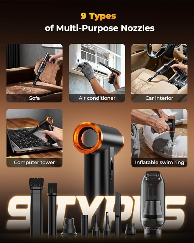 K&F CONCEPT Electric Compressed Air Duster|300000RPM Vacuum Cleaner|3 Gear - Image 3