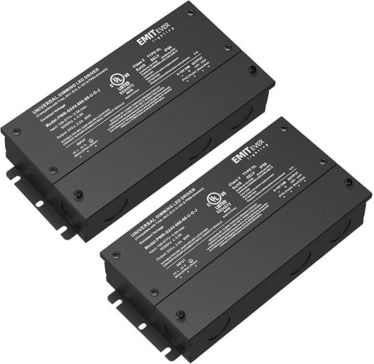 EMITEVER Dimmable Led Driver, 2 Packs 60W AC 110V-277V to DC 24V Transformer by EMITEVER