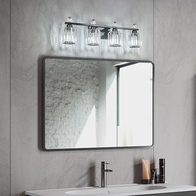 FDPBY Bathroom Vanity Lights 4-Light Plating Black Modern Crystal Vanity Light - Image 6