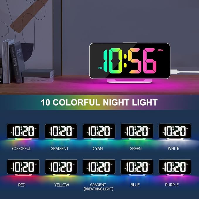 Hournor Digital Alarm Clock, LED Digital Clock - Image 3
