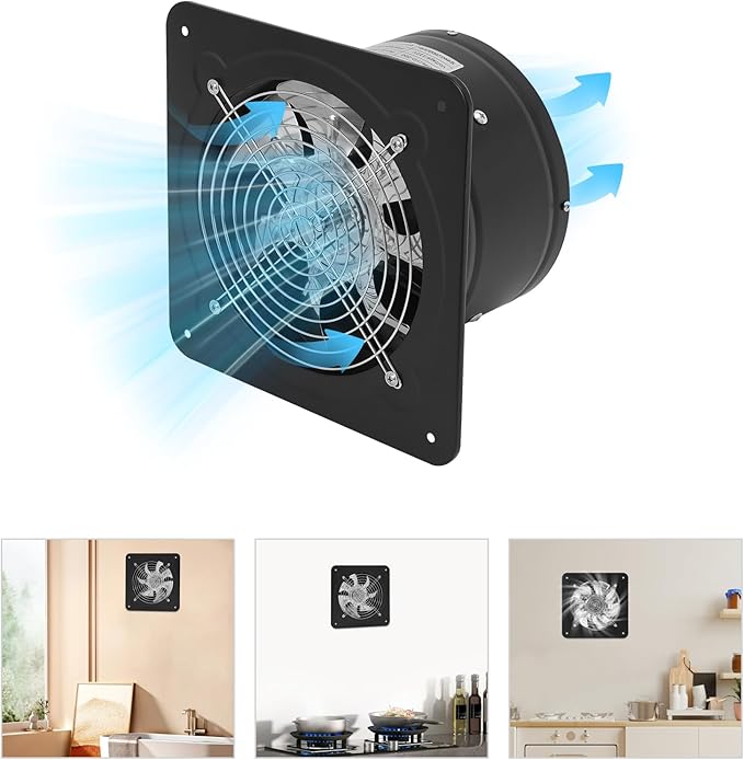 XUFOPLY 8 Inch Exhaust Fan, 110V 80W Wall Mounted Vent Fans 2600RPM Kitchen - Image 3