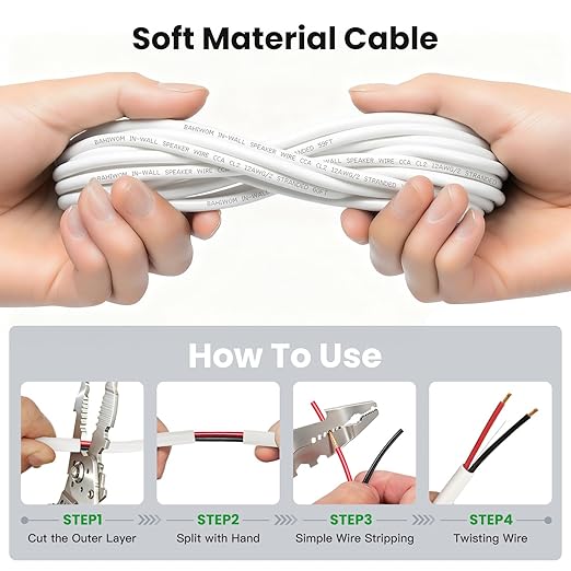 BAHIWOM Fire Safety CL2 Speaker Wire in-Wall & in-Ceiling 12 Gauge Wire 100 FT - Image 5