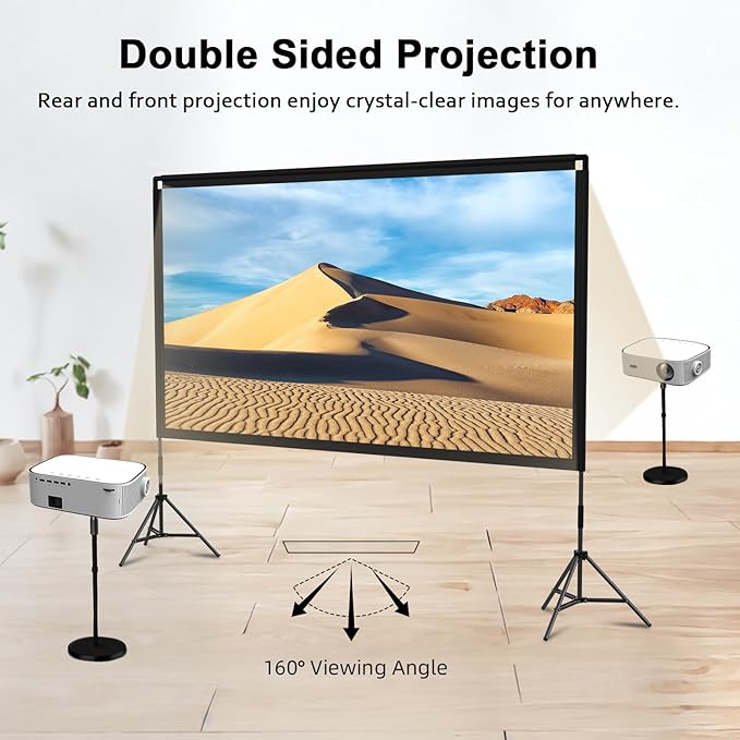 Projector Screen with Stand, Wootfairy 120 inch Portable and Foldable Indoor - Image 5