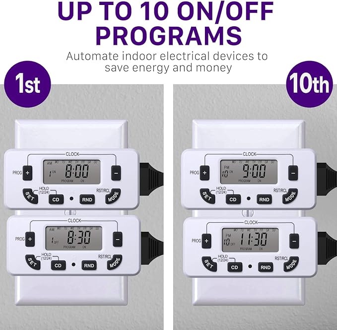Fosmon 7 Day Digital Timers for Electrical Outlets, Indoor Plug-in Light Timers - Image 3