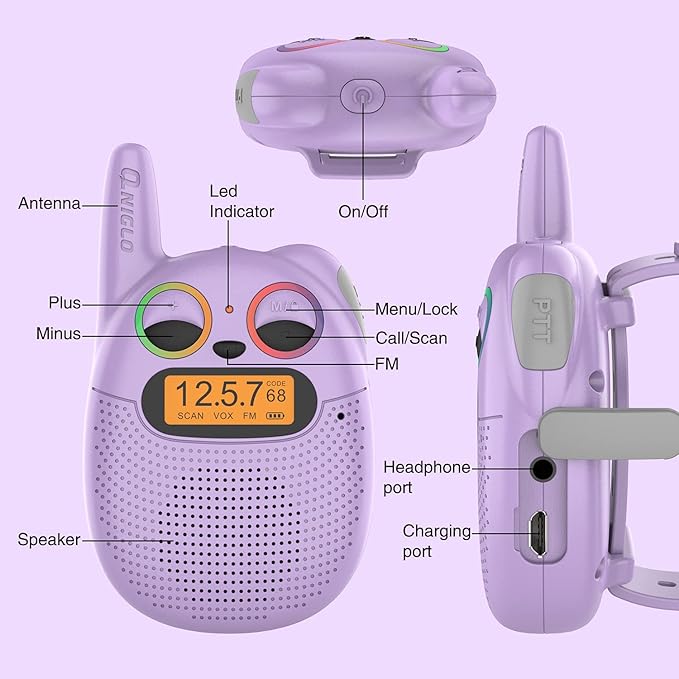 Qniglo Walkie Talkies for Kids Rechargeable 3 Pack, Christmas Birthday Gifts - Image 6