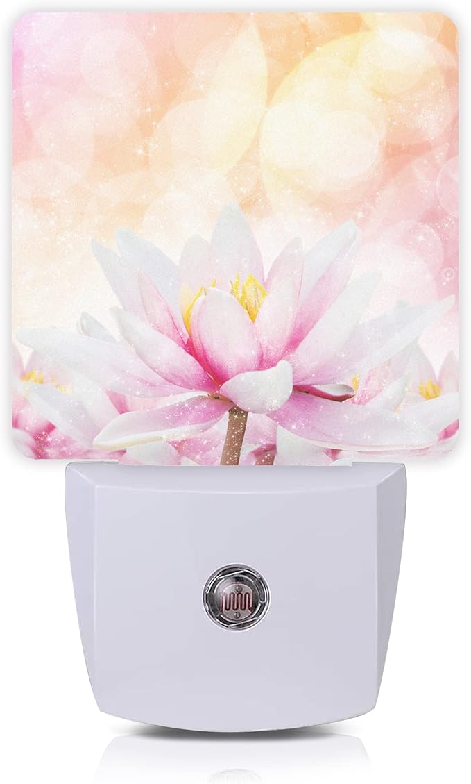 Smoaffly Pink Water Lily Lotus Night Light Plug-in LED Nightlights Auto Sensor by Smoaffly