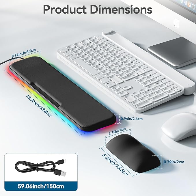 KONDOUND 2-in-1 Heated Wrist Rest Set, Ergonomic Memory Wrist Pad - Image 7