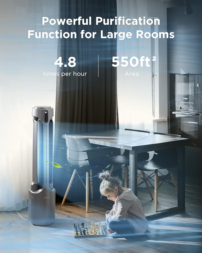 AIRMATE Air Purifier Bladeless Tower Fans, 1500CFM Large Air Volume, 28ft/s - Image 5