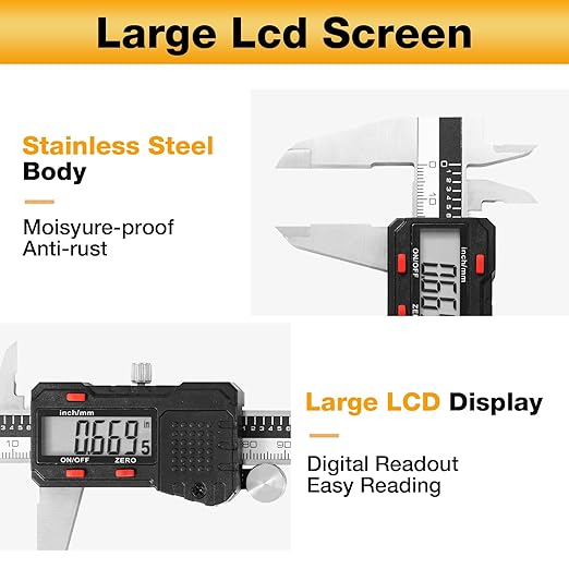 Digital Caliper 6 inch, Stainless Steel Vernier Micrometer Measuring Tool - Image 5