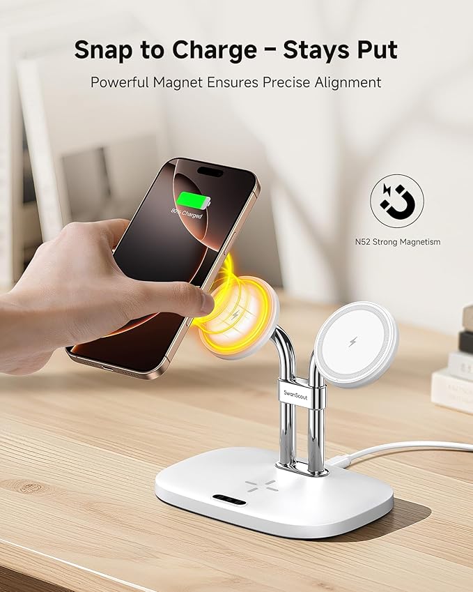 SwanScout Wireless Charger for iPhone Air/17, SwanScout 706M, Dual Magnetic - Image 3