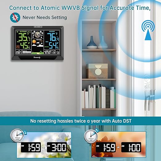 DreamSky Weather Station Indoor Outdoor Thermometer Wireless, Atomic Clock - Image 4
