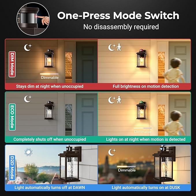 VIANIS Large Adjustable-Sensitivity Motion Sensor Outdoor Lights, Oil-Rubbed - Image 2