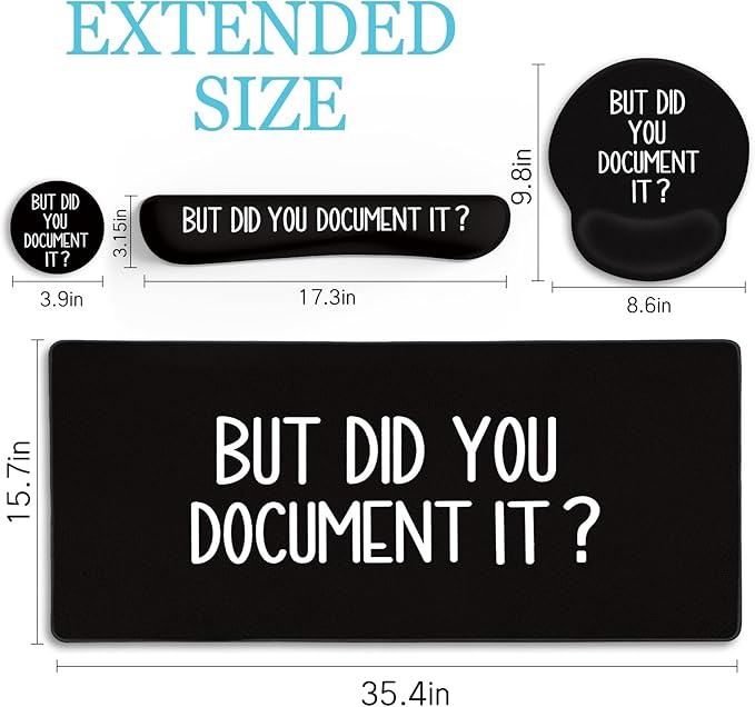 LIMKRIAN Black Mouse Pad Large Desk Mat Set, Funny Mouse Pad - Image 6