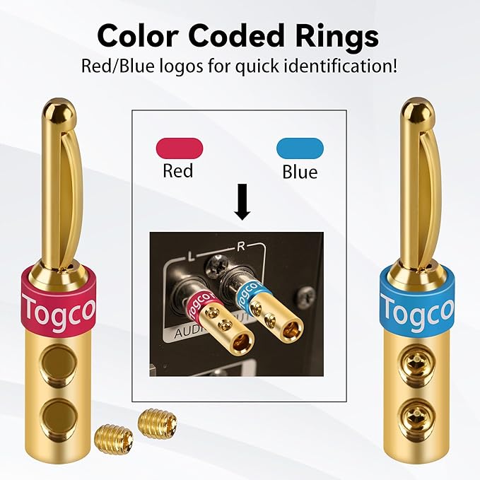 4mm Speaker Banana Plugs, 24K Gold Plated Banana Speaker Wire Banana Plugs - Image 2