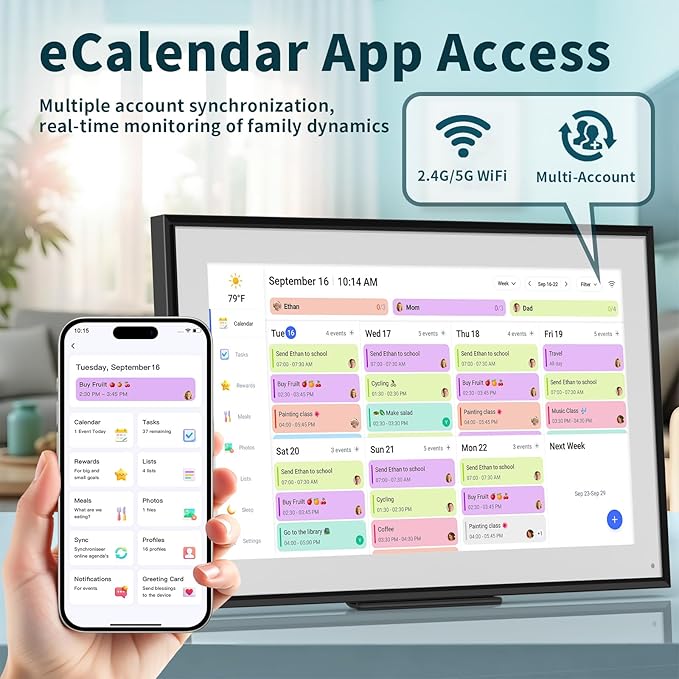 Canupdog 21.5 Inch Digital Calendar, WiFi Smart Electronic Calendar & Chore - Image 7